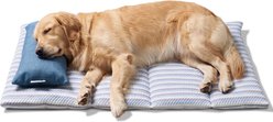 Furvii Summer Cooling Dog & Cat Bed Mat with Neck Pillow, Blue Stripe, Large