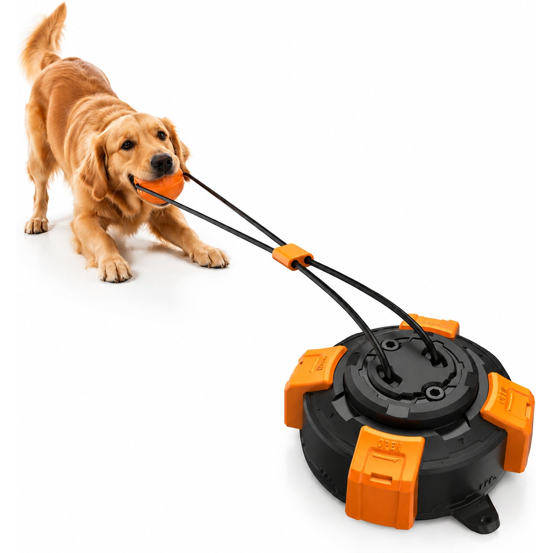Petajoy Indoor & Outdoor Strong Suction Cup Tough Chewer Ropes Tug Dog Toy, Orange