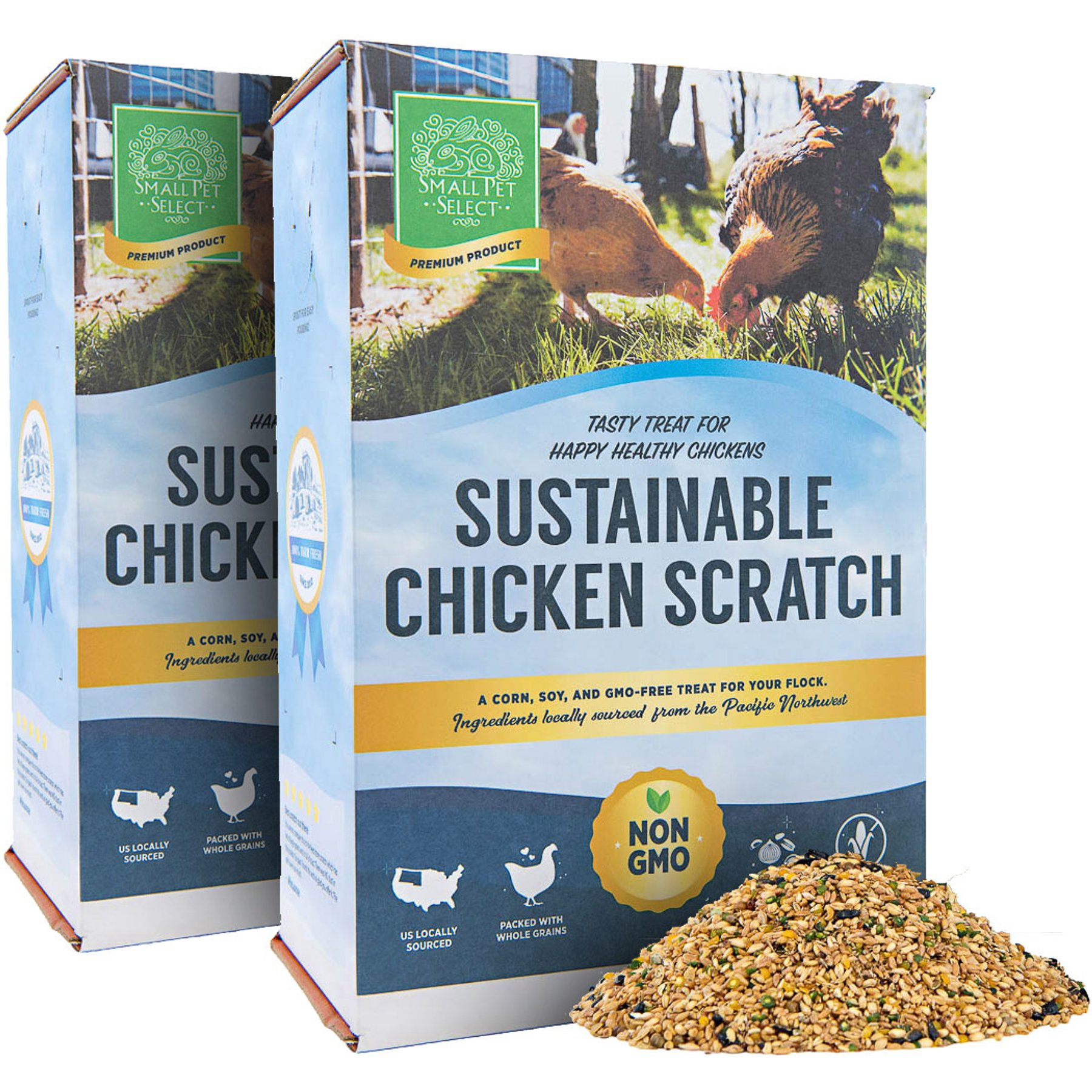 Small Pet Select Sustainable Scratch, Corn & Soy Free Seeds Chicken Bird-Food, 20-lb box (2-pack)
