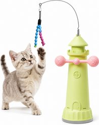Mewluxe 2-in-1 Interactive Cat Wand Teaser Toy with Strong Suction Cup, Green