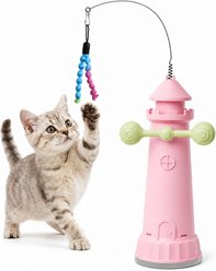 Mewluxe 2-in-1 Interactive Cat Wand Teaser Toy with Strong Suction Cup, Pink