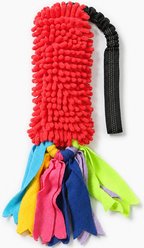 NonoPets Interactive Polyester Texture Elastic Handle Fetch & Chase Exercise Rope Tug Dog & Cat Toy, Red
