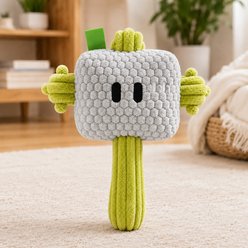 NonoPets Hammer Soft Textured Fabric PP Cotton Filling Easy-Grip Handle Squeaky Plush Dog & Cat Toy, Grey