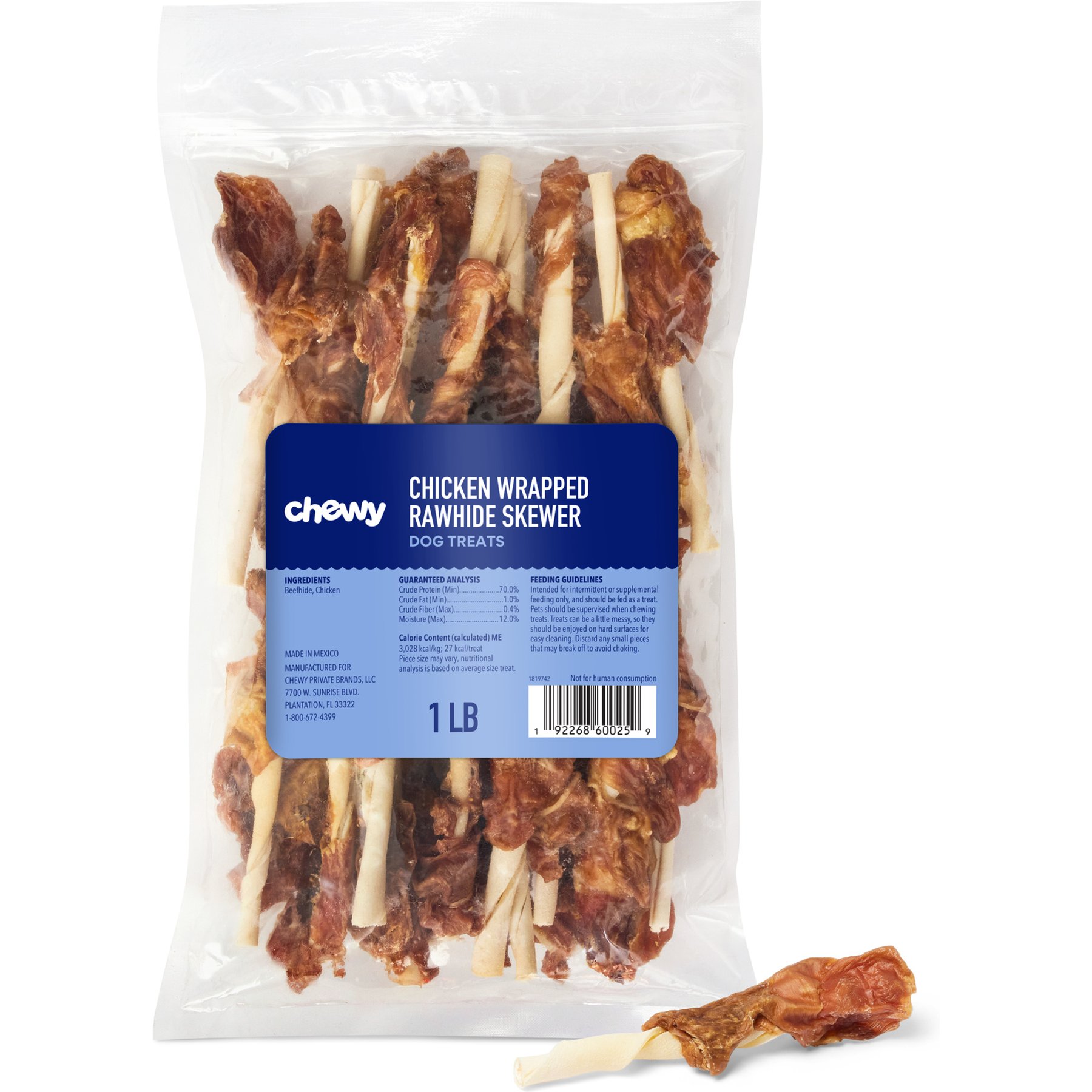 Chewy Made Chicken Wrapped Rawhide Skewer Dog Treats (FORMERLY BONES & CHEWS), 1-lb bag