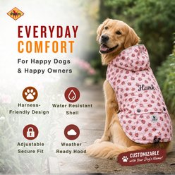 The Worthy Dog Personalized London Graphic Water Resistant Dog Raincoat, Pink Ladybugs, Large slide 2 of 4