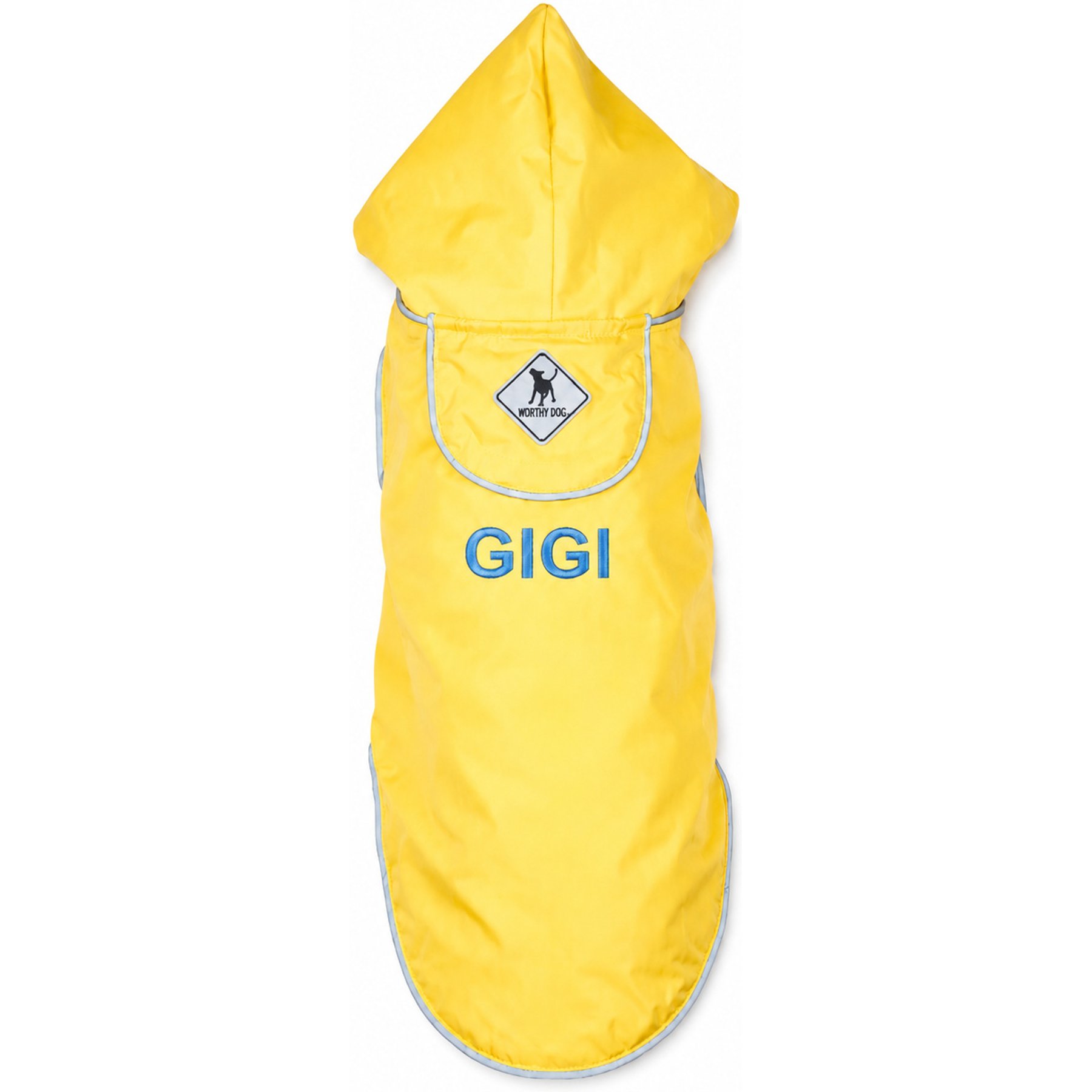 The Worthy Dog Personalized Seattle Slicker Water Resistant Dog Jacket, Yellow, Small
