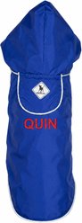 The Worthy Dog Personalized Seattle Slicker Water Resistant Dog Jacket, Blue, XX-Large