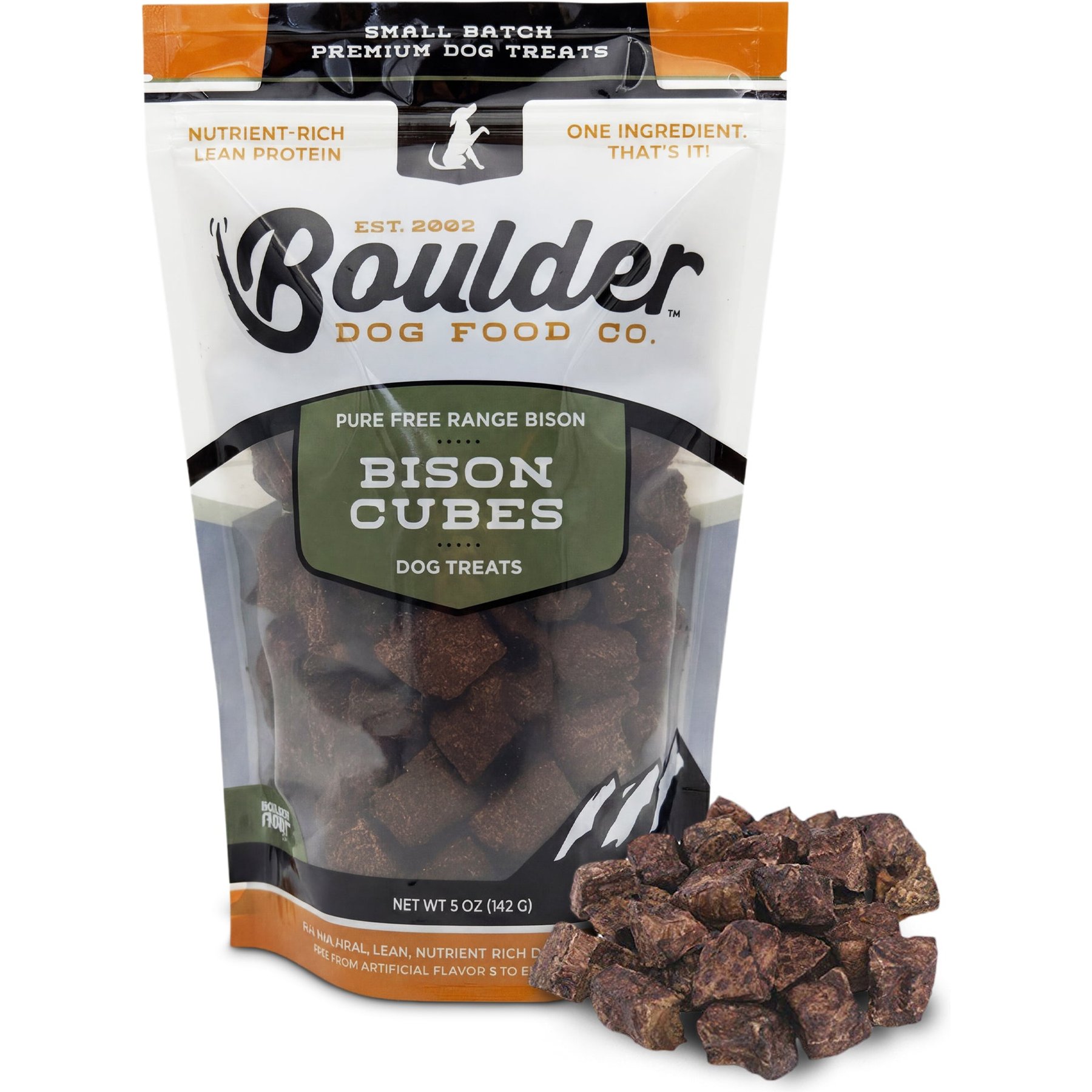 Boulder Dog Food Company Bison Cubes Dehydrated Dog Treats, 5-oz bag