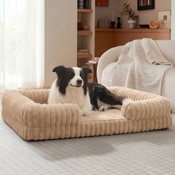 HOMAGICO Waterproof Couch Orthopedic Sofa Dog Bed with Removable Cover, Non-Slip Bottom & Egg-Crate Foam, Brown, Large