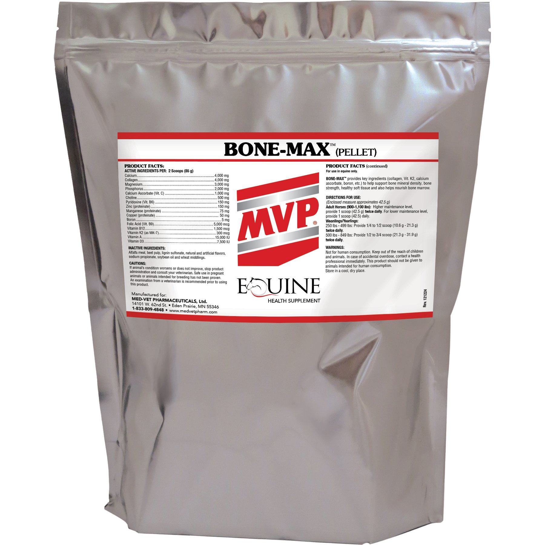 Med-Vet Pharmaceuticals (MVP) Bone-Max Pellet Horse Supplement, 12-lb bag