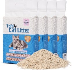 FEELING BEST Natural Tofu with Flushable, Ultra Absorbent & Fast Drying, Orginal Clumping Cat Litter, 5.6-Ib box, 4 count