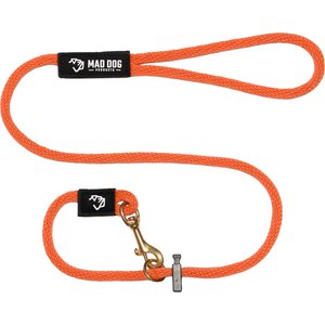 Mad Dog Products Dual Purpose Slip/Clip Dog Leash, Orange, 6-ft long, 3/8-in wide