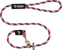 Mad Dog Products Dual Purpose Slip/Clip Dog Leash, Red/White/Blue, 6-ft long, 3/8-in wide