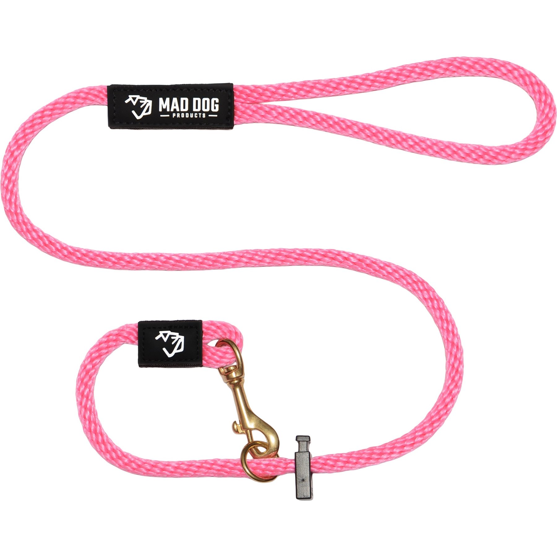 Mad Dog Products Dual Purpose Slip/Clip Dog Leash, Pink, 6-ft long, 3/8-in wide