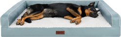 FurHaven Textured Plush & Coated Poly Solid Core Modern Sofa Machine-Washable Flat Dog Bed, Jumbo: 40-in, Riverway