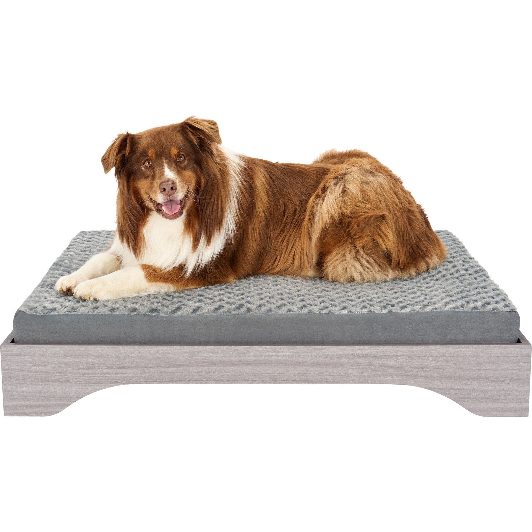 FurHaven Platform Machine-Washable Elevated Dog Bed Frame, Light Veneer, Jumbo: 40-in