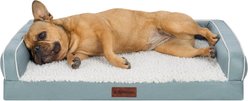FurHaven Textured Plush & Coated Poly Solid Core Modern Sofa Machine-Washable Bolster Dog Bed, Riverway, Medium: 30-in