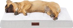 FurHaven Plush & Decorator Check Tufted Top Solid Core Classic Cushion Machine-Washable Flat Dog Bed, Gray, Medium: 30-in