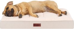 FurHaven Plush & Decorator Check Tufted Top Solid Core Classic Cushion Machine-Washable Flat Dog Bed, Wheat, Medium: 30-in
