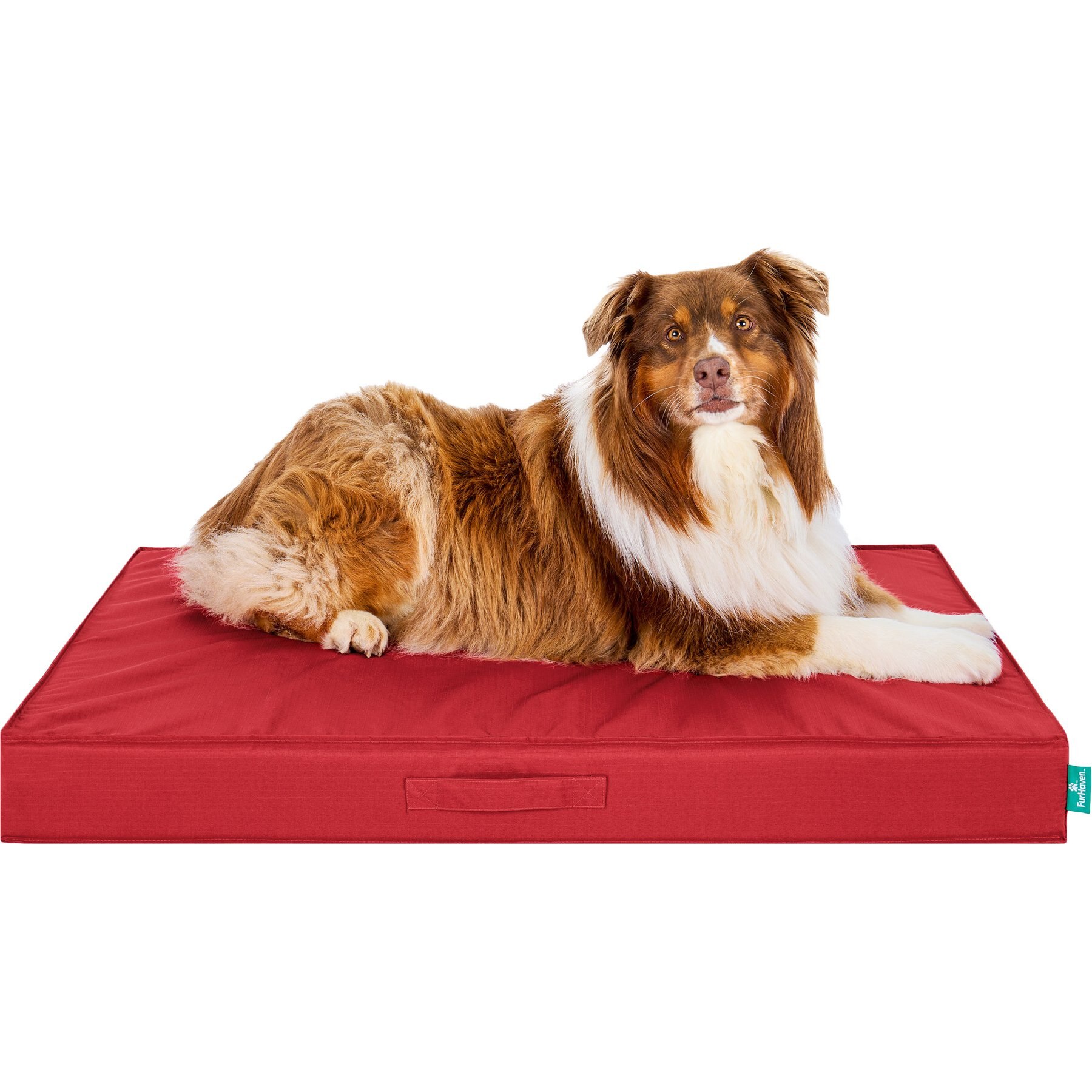 FurHaven Pet Products Grid Orthopedic Indoor/Outdoor Deluxe Mattress Flat Dog Bed, Red, Jumbo: 40-in
