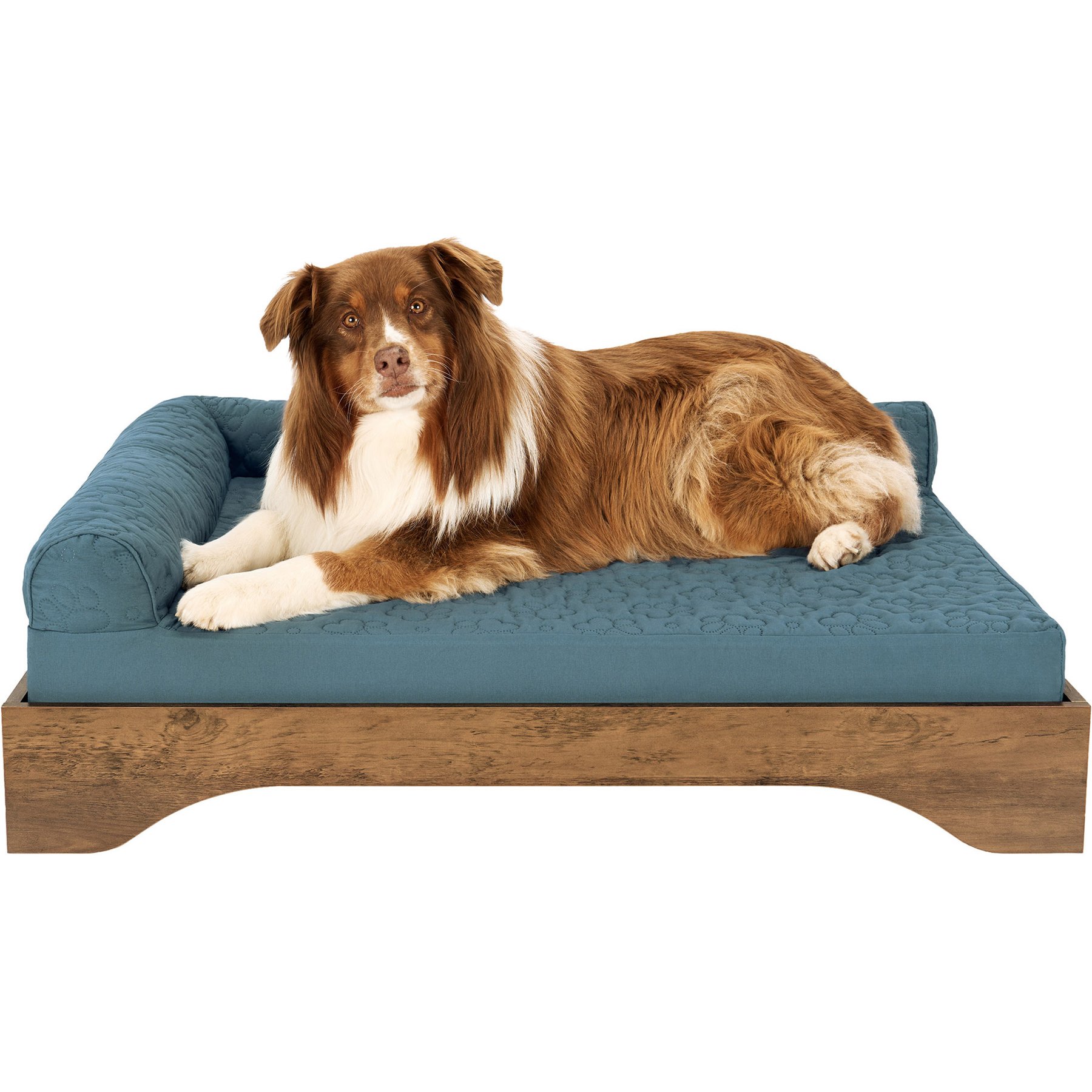 FurHaven Pet Products Platform Machine-Washable Elevated Dog Bed Frame, Dk Brown Veneer, Jumbo: 40-in