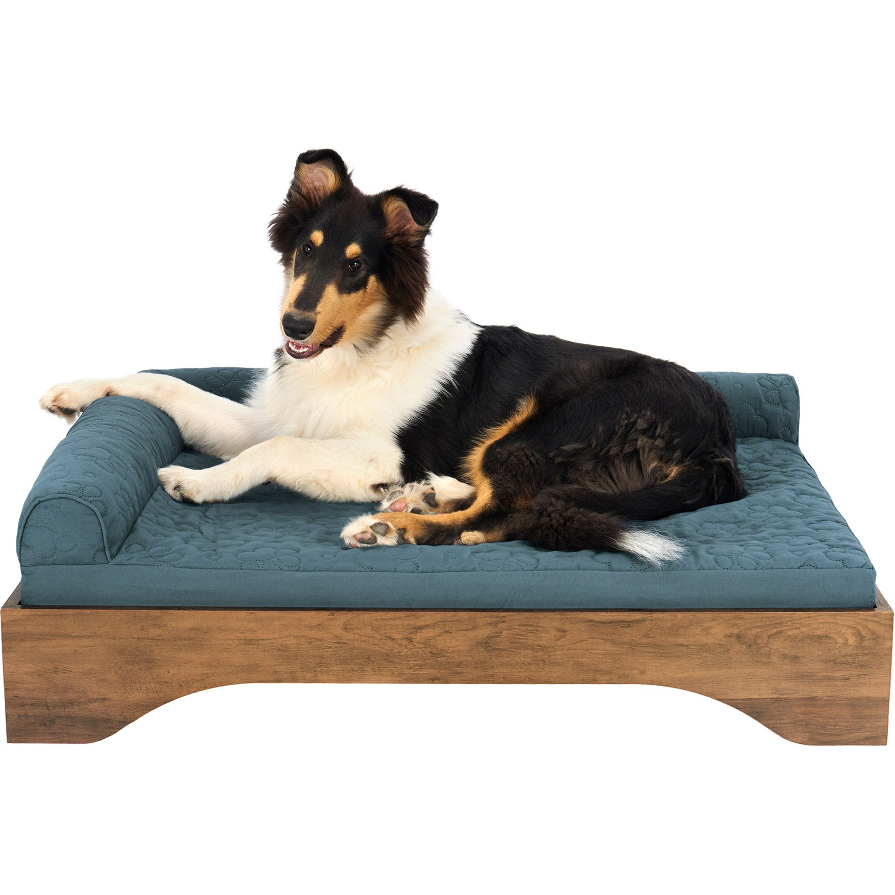 FurHaven Platform Machine-Washable Elevated Dog Bed Frame, Dk Brown Veneer, Large: 36-in