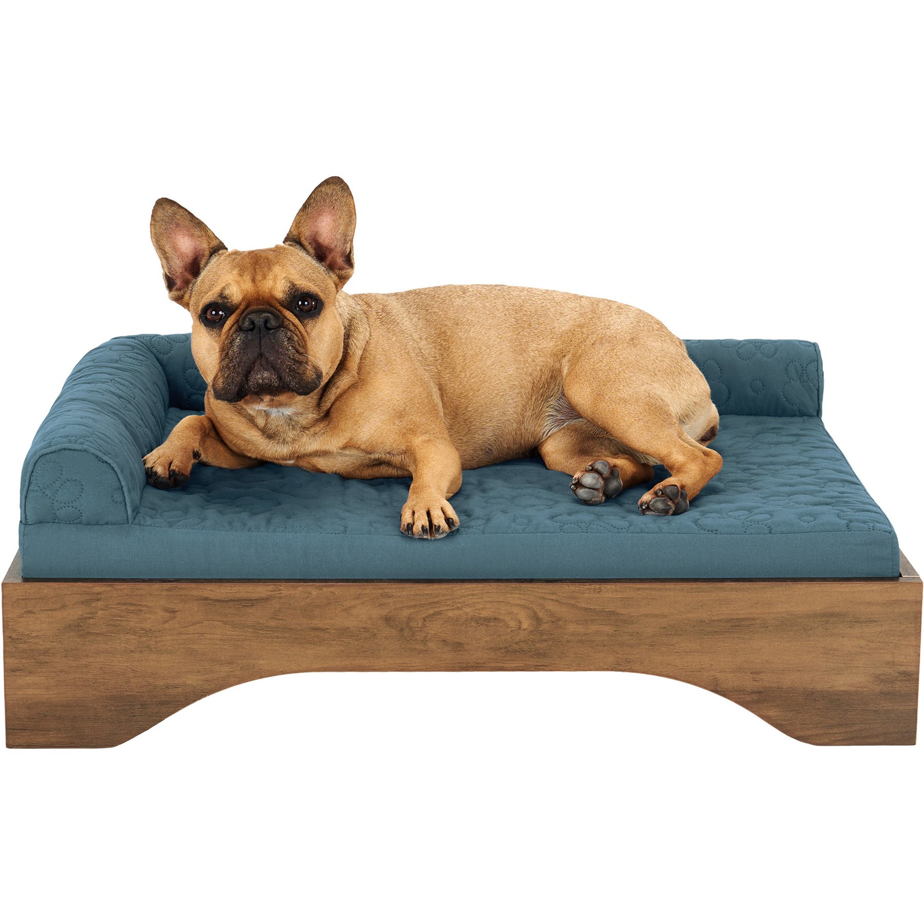 FurHaven Platform Machine-Washable Elevated Dog Bed Frame, Dk Brown Veneer, Medium: 30-in