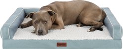 FurHaven Textured Plush & Coated Poly Solid Core Modern Sofa Machine-Washable Bolster Dog Bed, Riverway, Large: 36-in