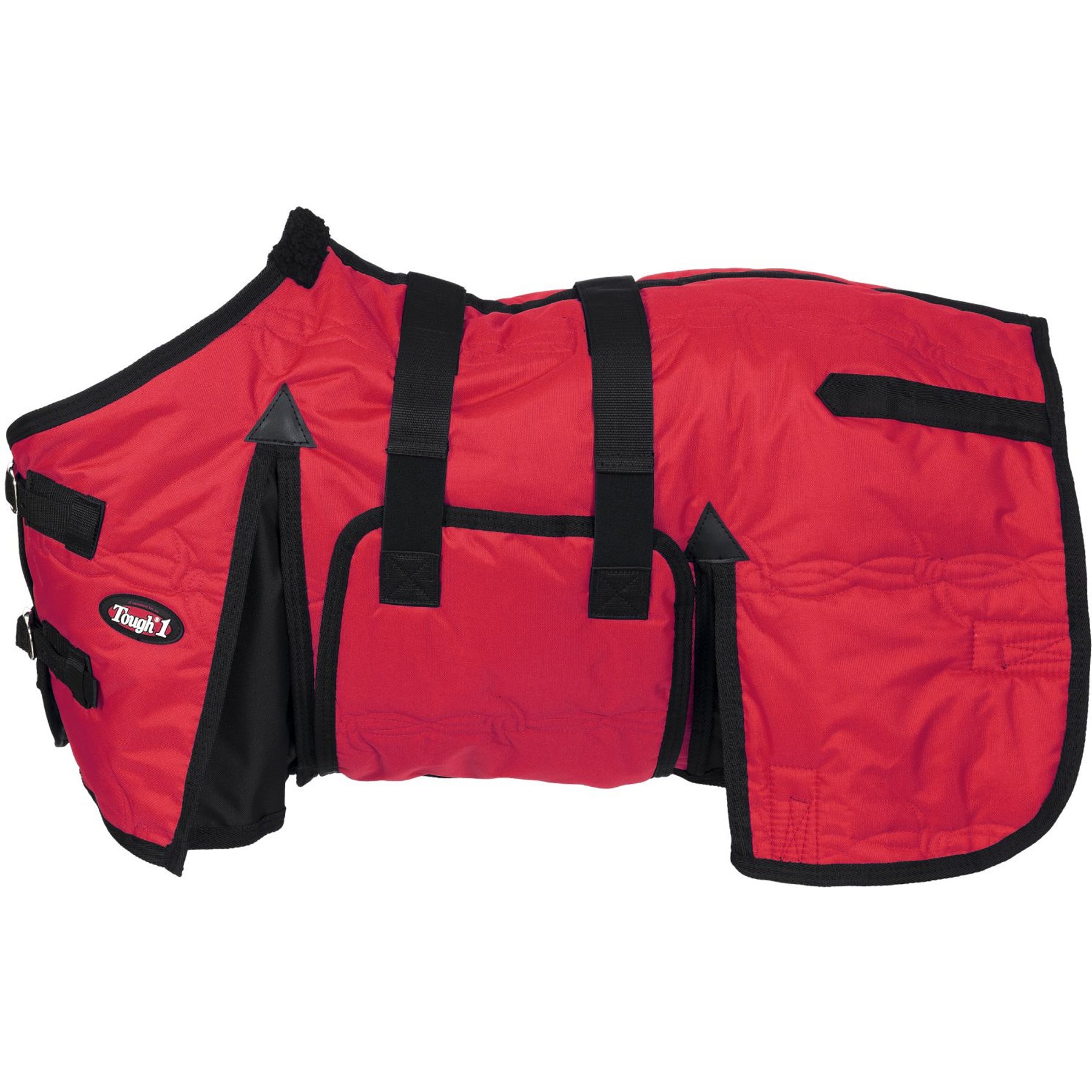 Tough1 600D Miniature Stable Horse Blanket with Belly Wrap, Red, 51-in
