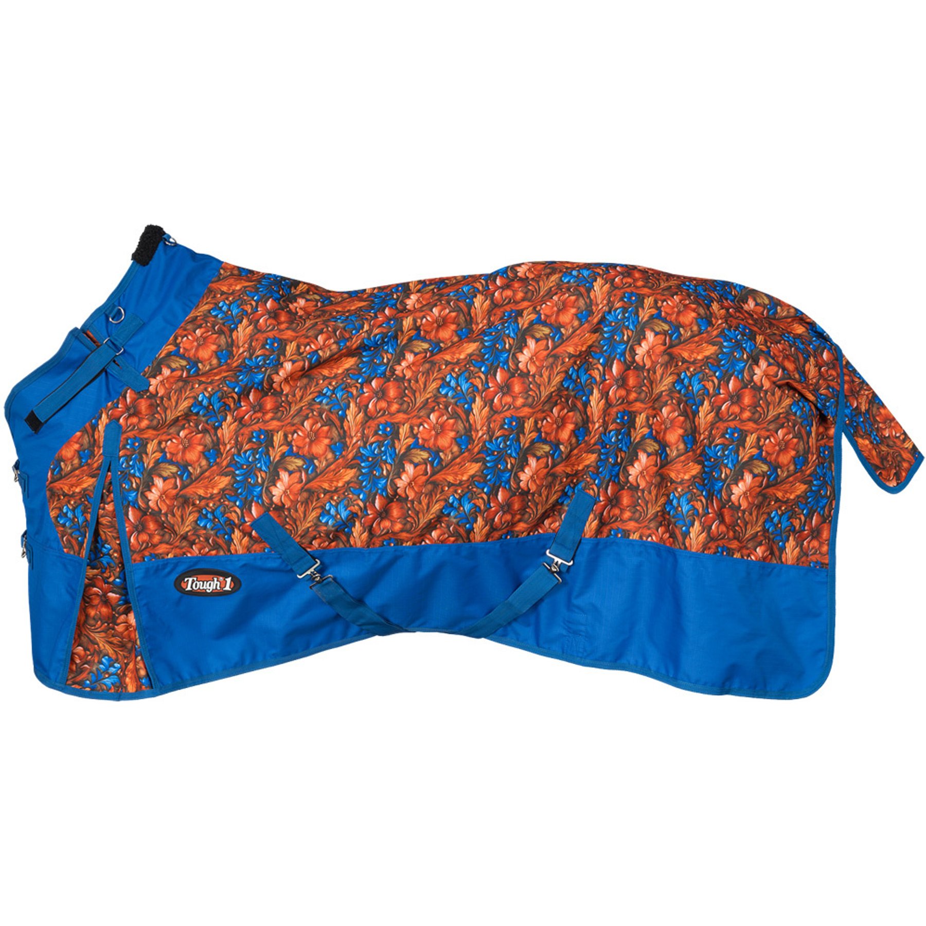 Tough1 1200D Hand Carved Turnout Horse Blanket with Snuggit, Royal Blue, 75-in
