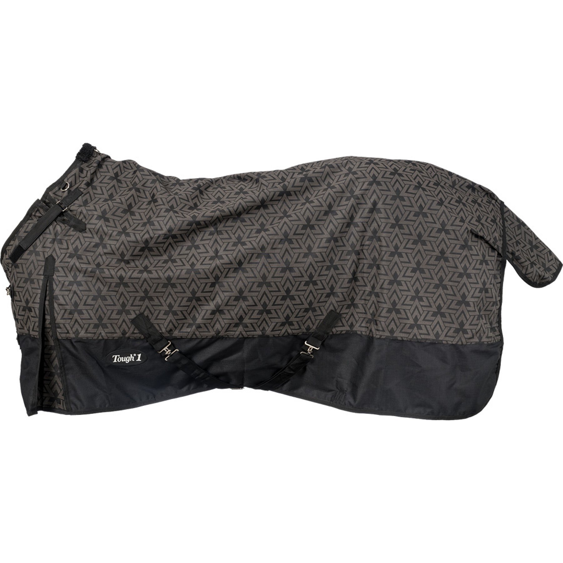 Tough1 1200D Reflective Turnout Horse Blanket with Snuggit, Black, 69-in