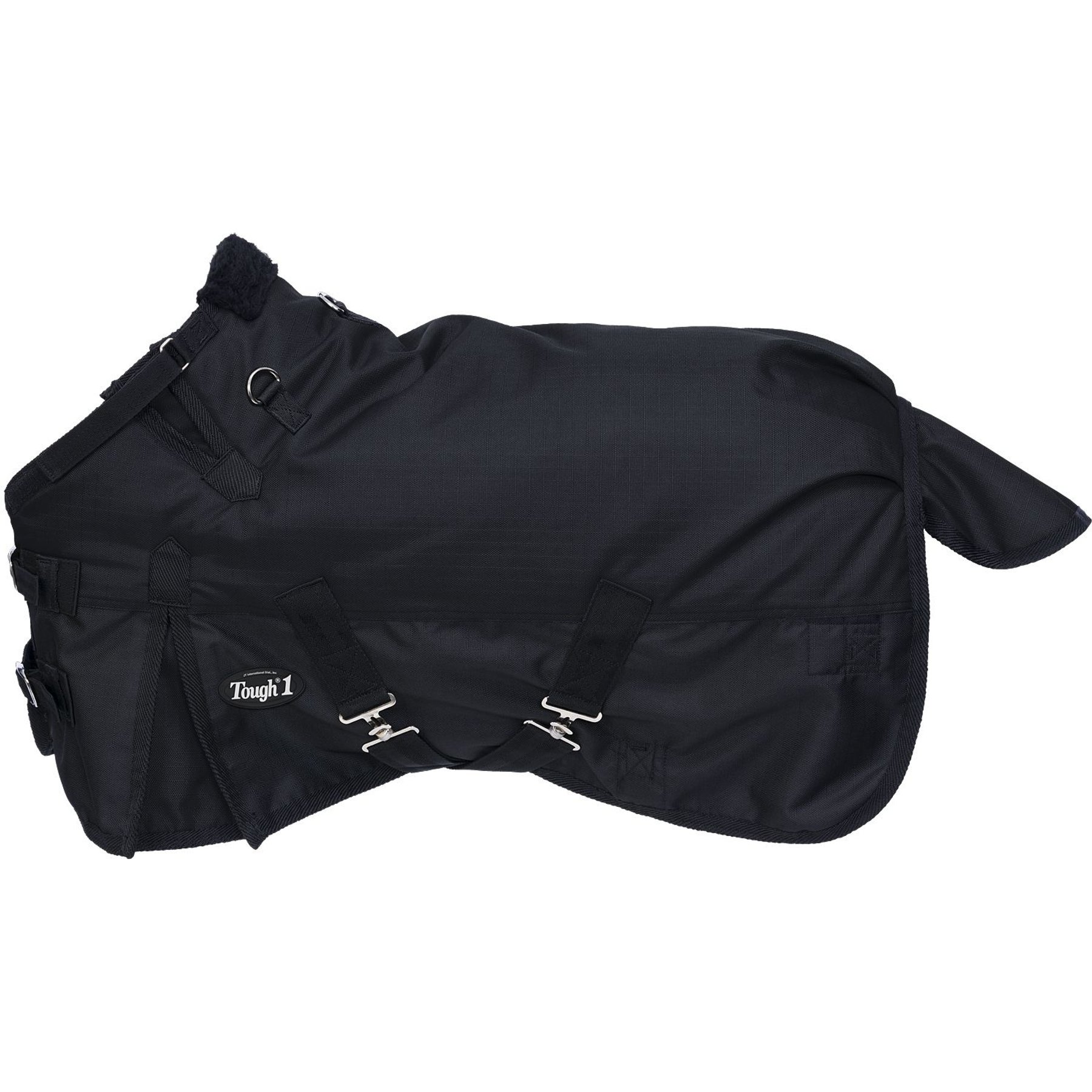 Tough1 1200D Mini Turnout Horse Blanket with Snuggit, Black, 48-in