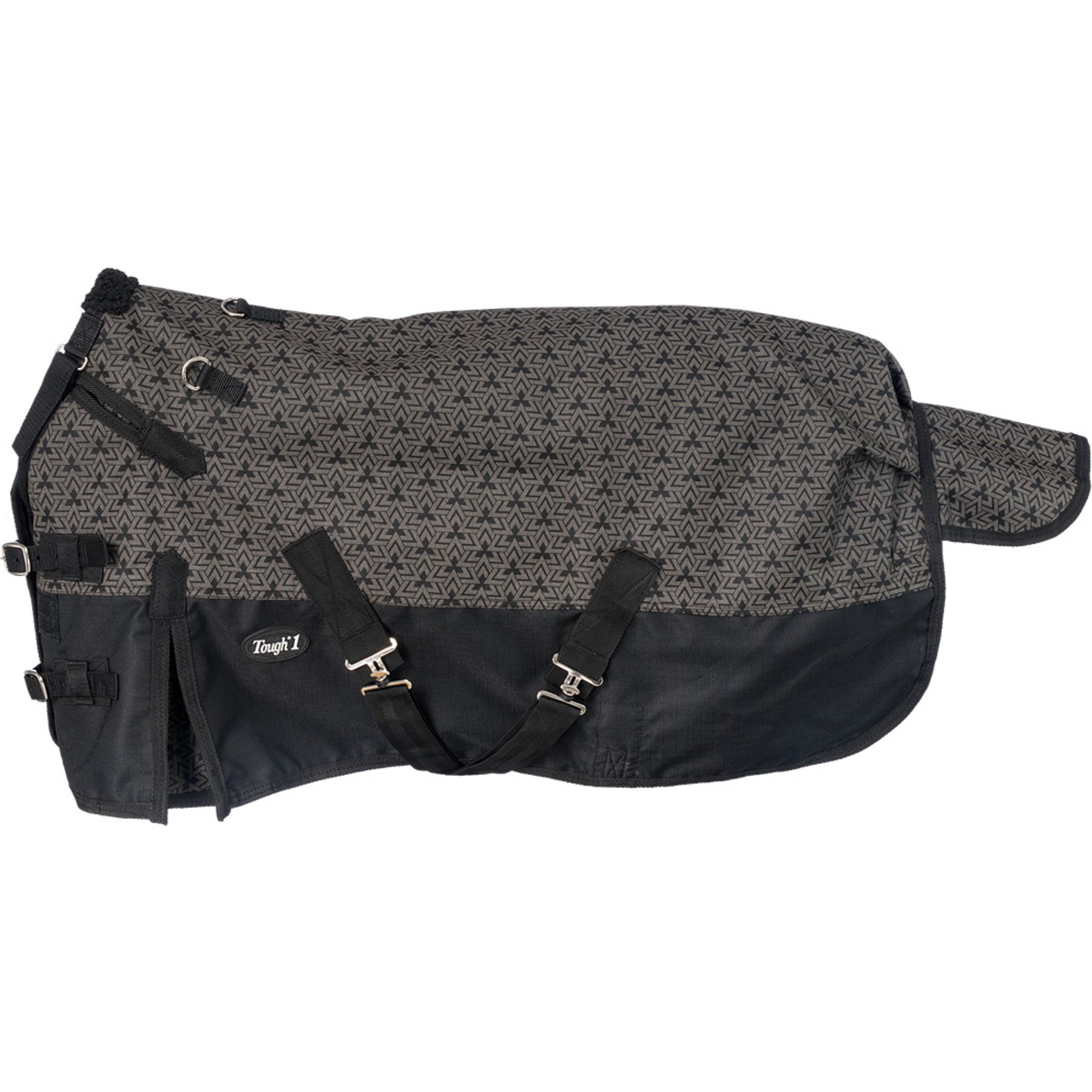 Tough1 1200D Reflective Miniature Turnout Horse Blanket with Snuggit, Black, 39-in