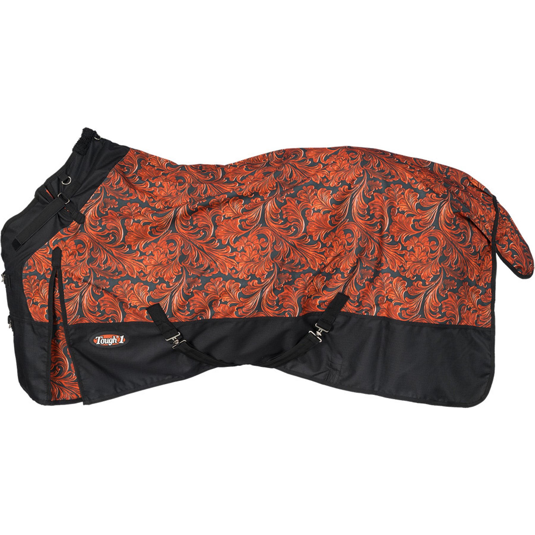 Tough1 1200D Tooled Leather Horse Turnout Blanket with Snuggit, Tooled Leather, 78-in