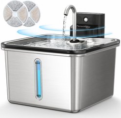 PETALPAW Stainless Steel Battery Operated Cat Water Fountain, 3.5-L