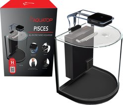 Aquatop Pisces Nano Curved Bowfront Glass, Silicone & Ceramic Aquarium Kit with Touch LED & Built-in Filter, Black, 5-gal