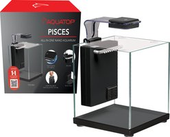 Aquatop Pisces Nano Cube Glass, Silicone & Cermamic Aquarium Kit with Touch LED & Filter, Black, 5-gal