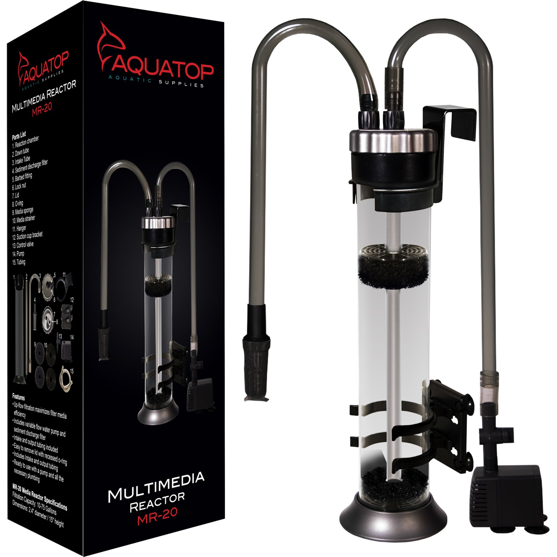Aquatop Media Reactor, Black/Gray, 20-gal