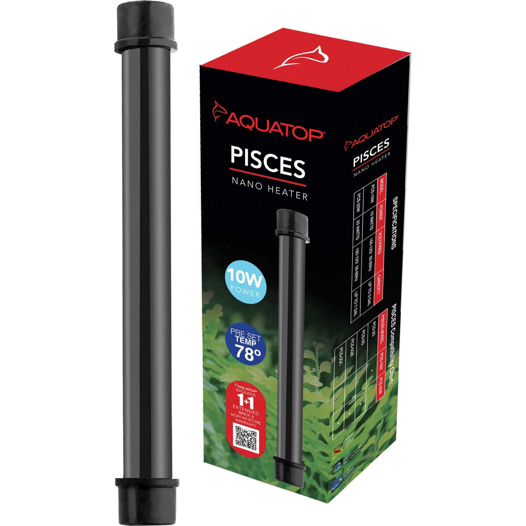Aquatop Pisces Fully Submersible Nano Heater, Black, 10-watt