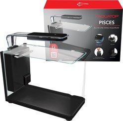 Aquatop Pisces Nano Bullet Shaped Glass, Silicone & Ceramic Aquarium Kit, with Touch LED & Filter, Black, 5-gal