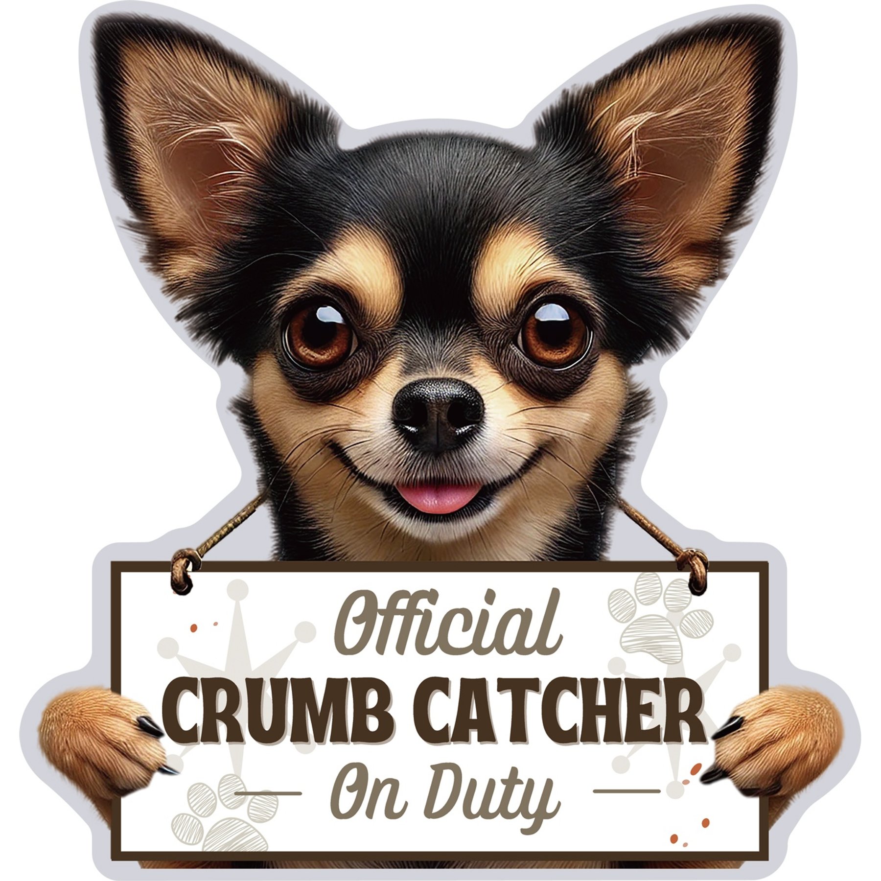 E&S PETS Official Crumb Catcher on Duty Chihuahua Funny Magnetic Chip Clip, Black