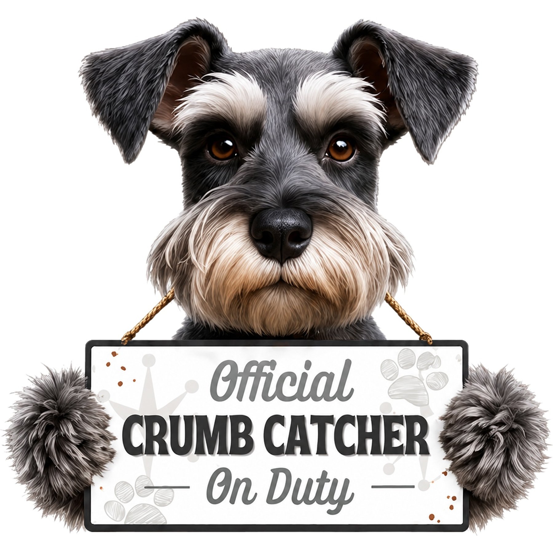 E&S PETS Official Crumb Catcher on Duty Schnauzer Uncropped Funny Magnetic Chip Clip