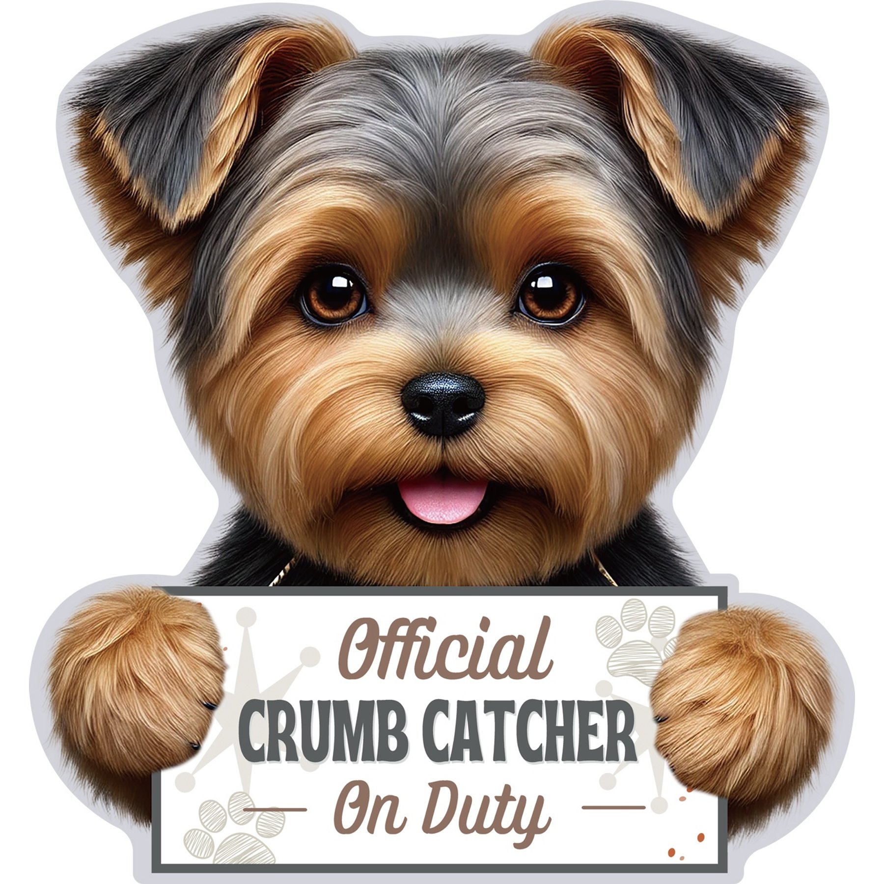 E&S PETS Official Crumb Catcher on Duty Yorkie Puppy Cut Funny Magnetic Chip Clip