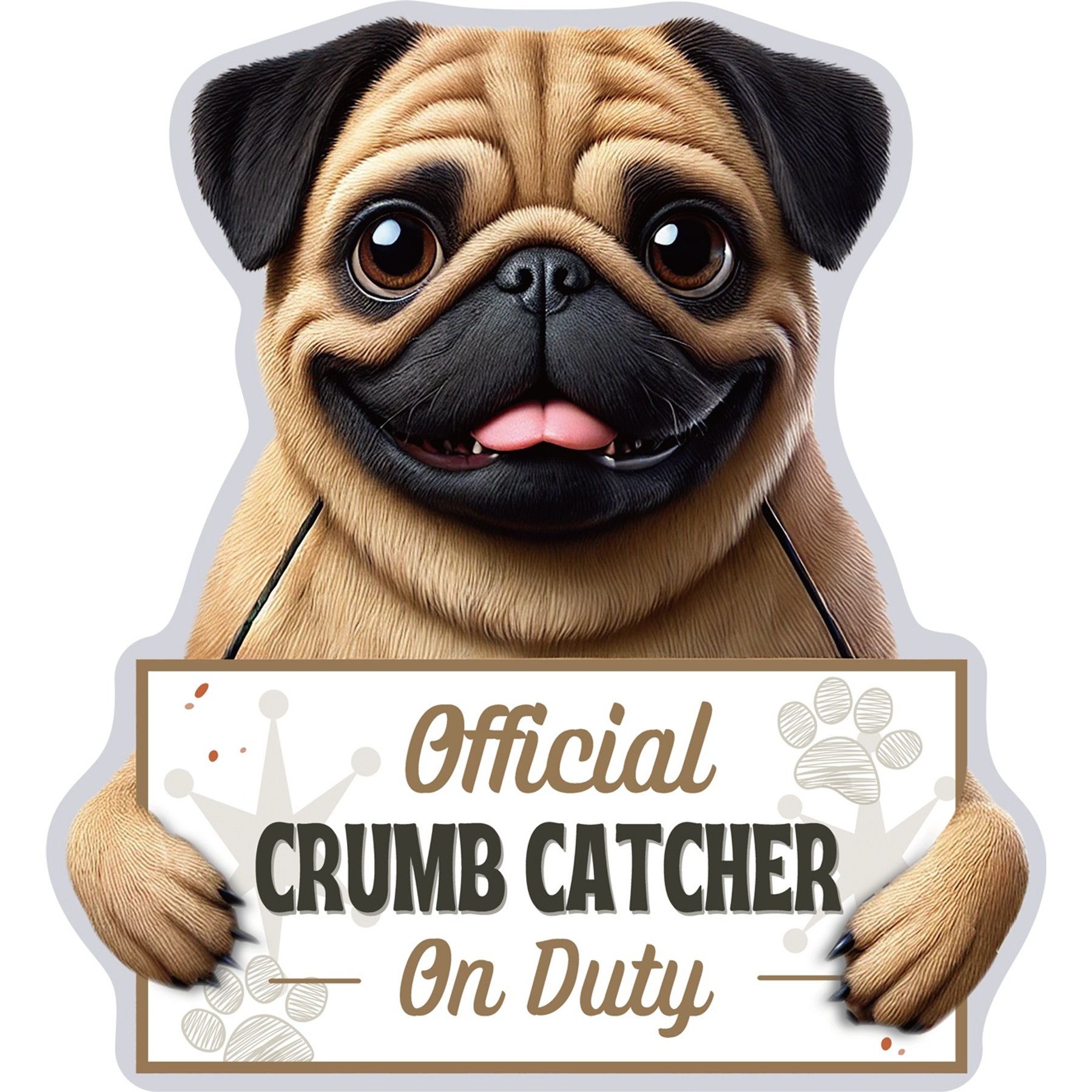 E&S PETS Official Crumb Catcher on Duty Pug Funny Magnetic Chip Clip