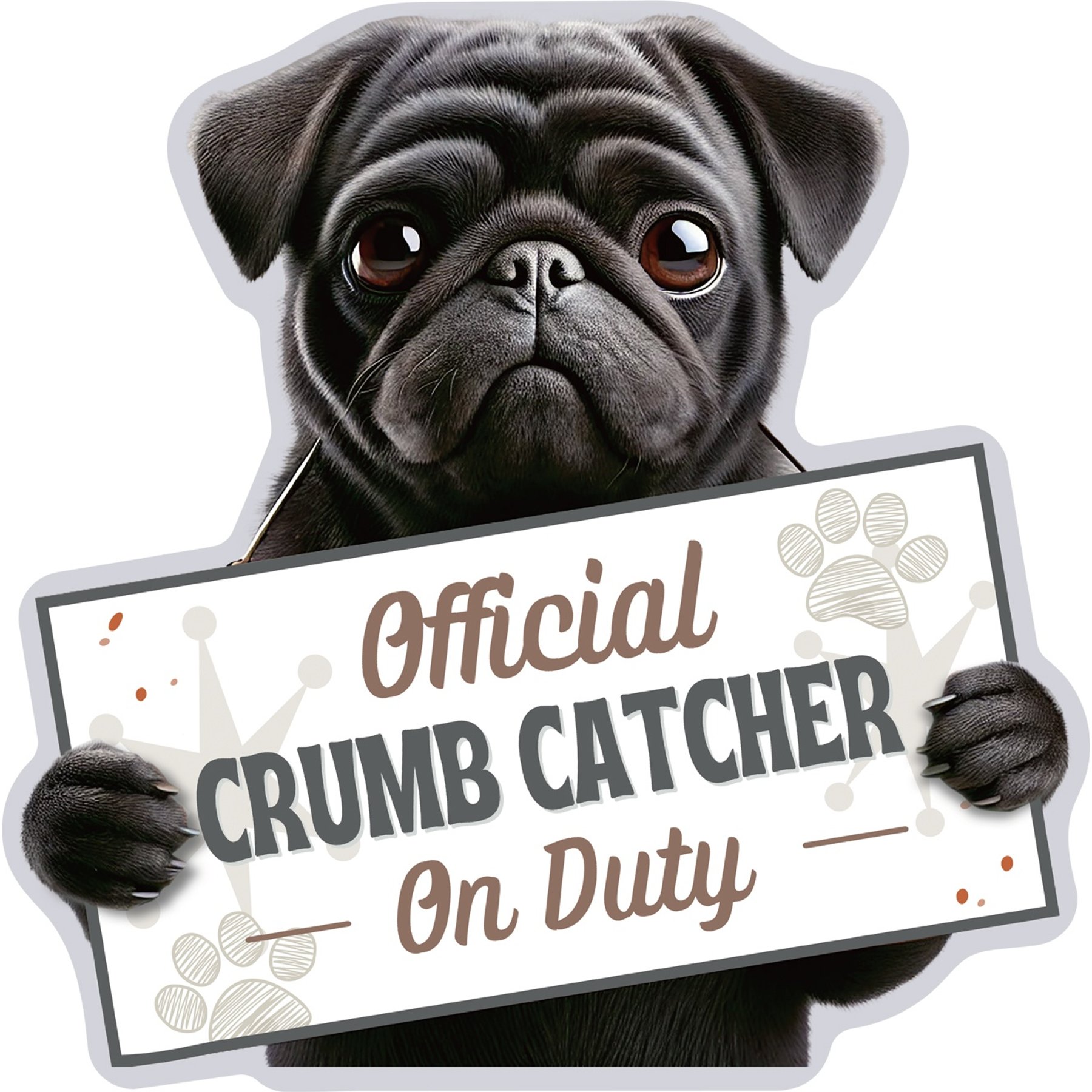 E&S PETS Official Crumb Catcher on Duty Pug Black Funny Magnetic Chip Clip