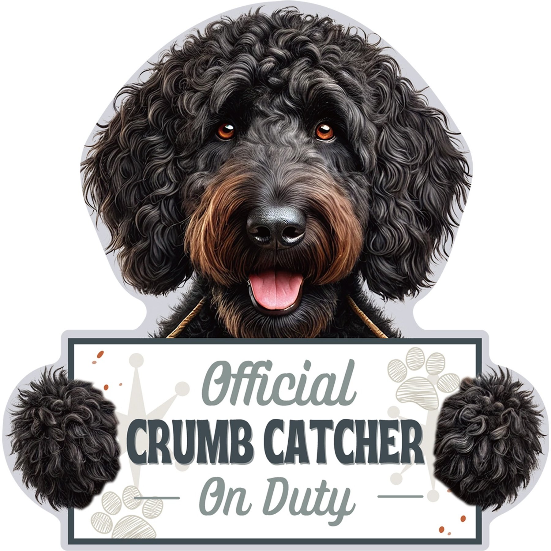 E&S PETS Official Crumb Catcher on Duty Poodle Black Funny Magnetic Chip Clip