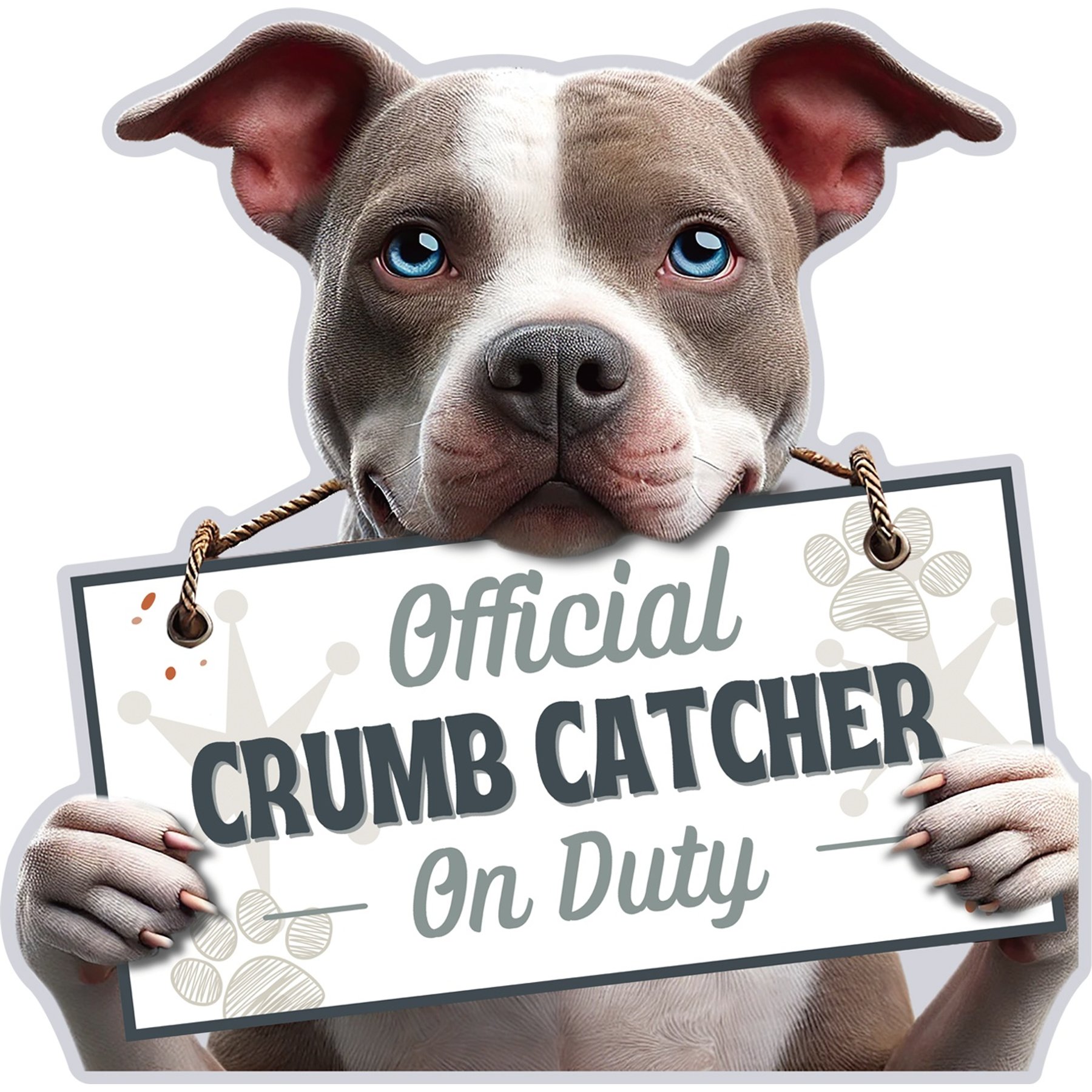E&S PETS Official Crumb Catcher on Duty Pit Bull Brindle Funny Magnetic Chip Clip