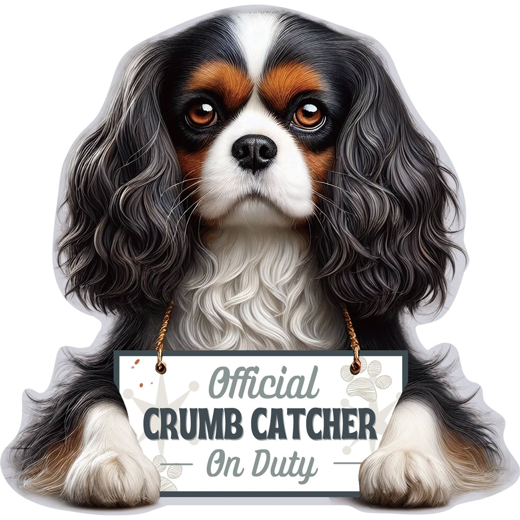 E&S PETS Official Crumb Catcher on Duty Cavalier King Tri Color Funny Magnetic Chip Clip