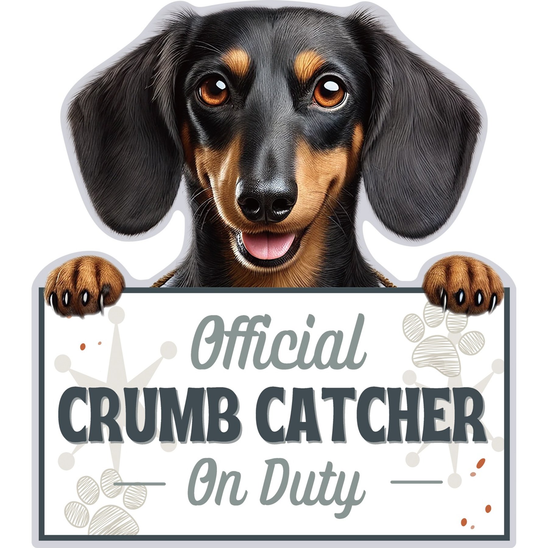 E&S PETS Official Crumb Catcher on Duty Dachshund Black Funny Magnetic Chip Clip