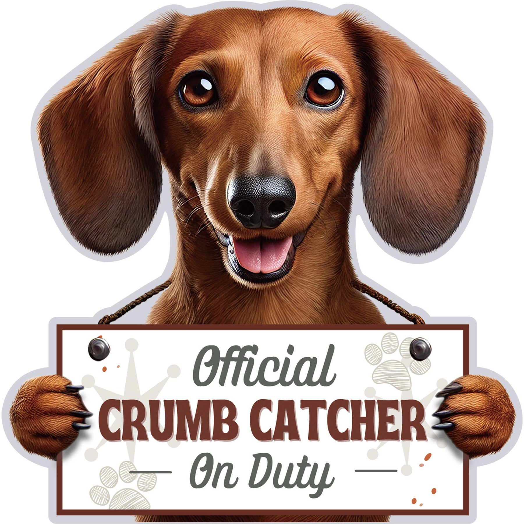 E&S PETS Official Crumb Catcher on Duty Dachshund Red Funny Magnetic Chip Clip